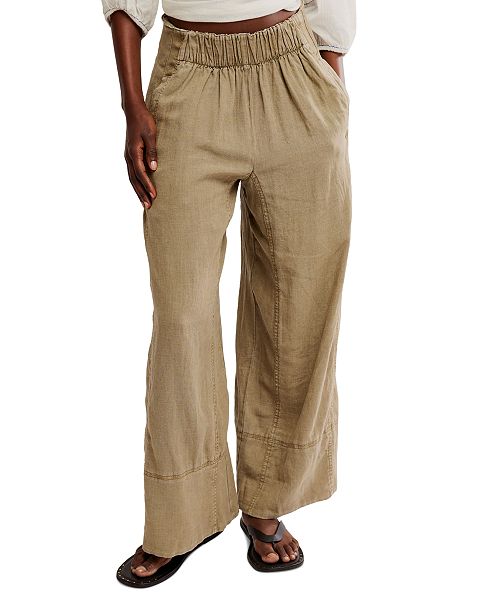 alfani Free People Women's Days End Linen-Blend Pull-On Pants Women's Fashion Shoes & Accessories