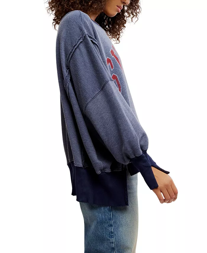 Alfani Free People Women's Graphic Camden High-Low Sweatshirt Women's Fashion Shoes & Accessories
