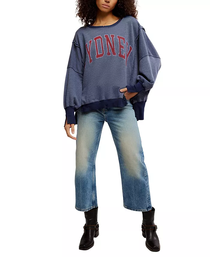 Alfani Free People Women's Graphic Camden High-Low Sweatshirt Women's Fashion Shoes & Accessories
