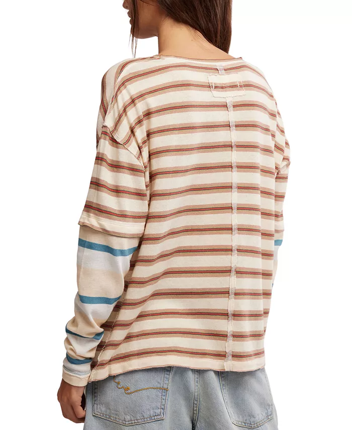 Alfani Free People Women's Nina Striped Long-Sleeve T-Shirt Women's Fashion Shoes & Accessories