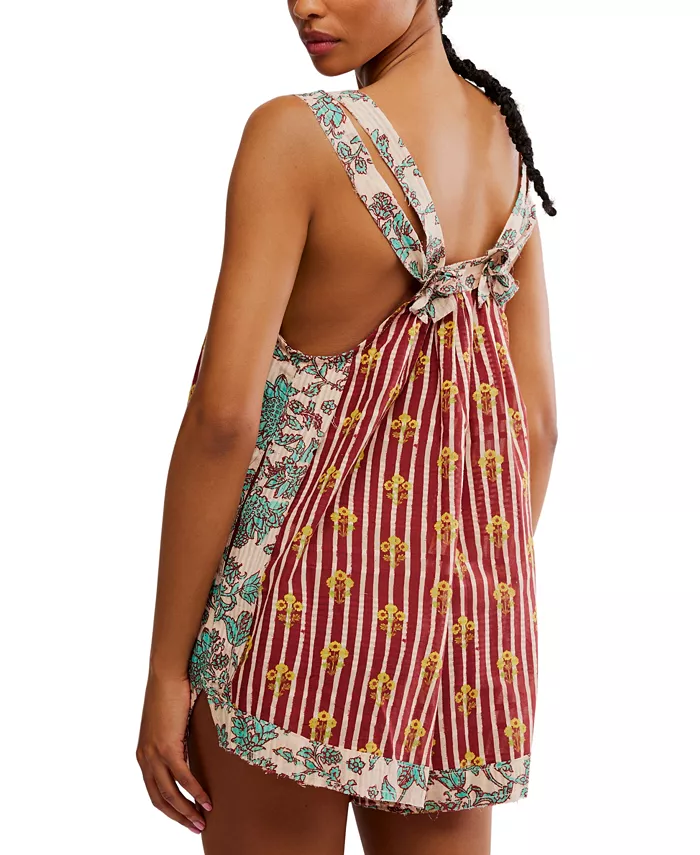 Alfani Free People Women's Port Au Prince Printed Cotton Sleeveless Romper Women's Fashion Shoes & Accessories