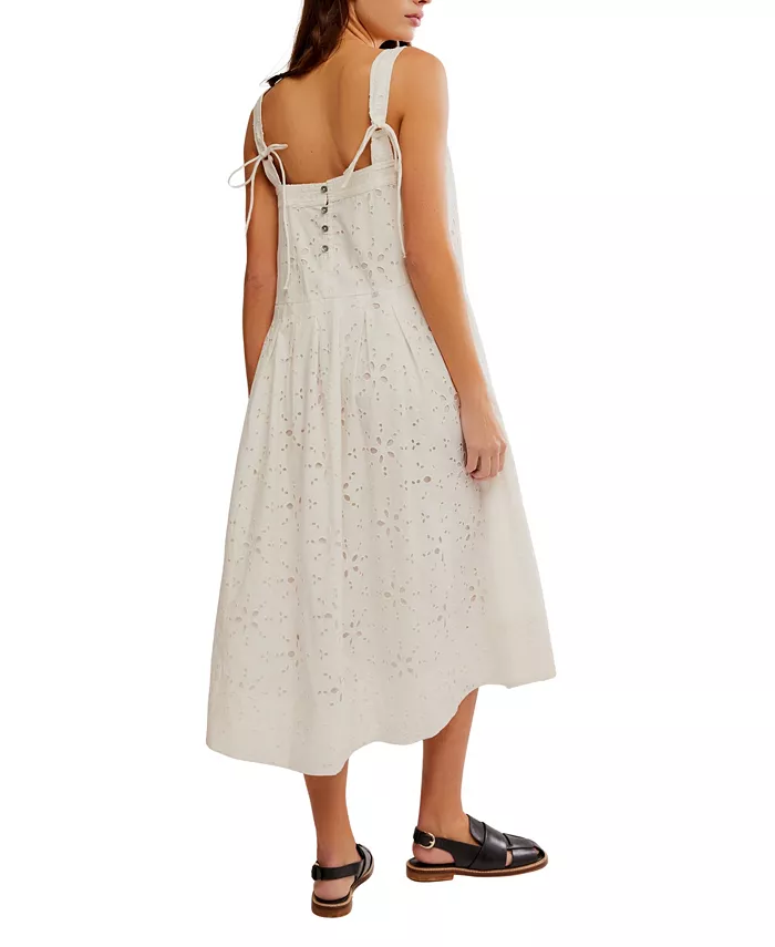 Alfani Free People Women's Primavera Cotton Eyelet Midi Dress Women's Fashion Shoes & Accessories