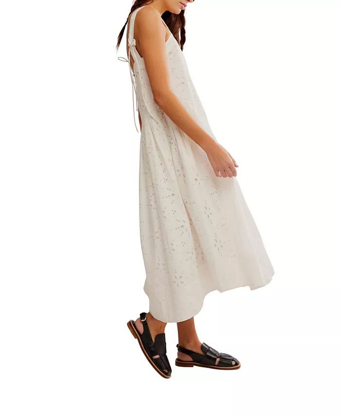 Alfani Free People Women's Primavera Cotton Eyelet Midi Dress Women's Fashion Shoes & Accessories