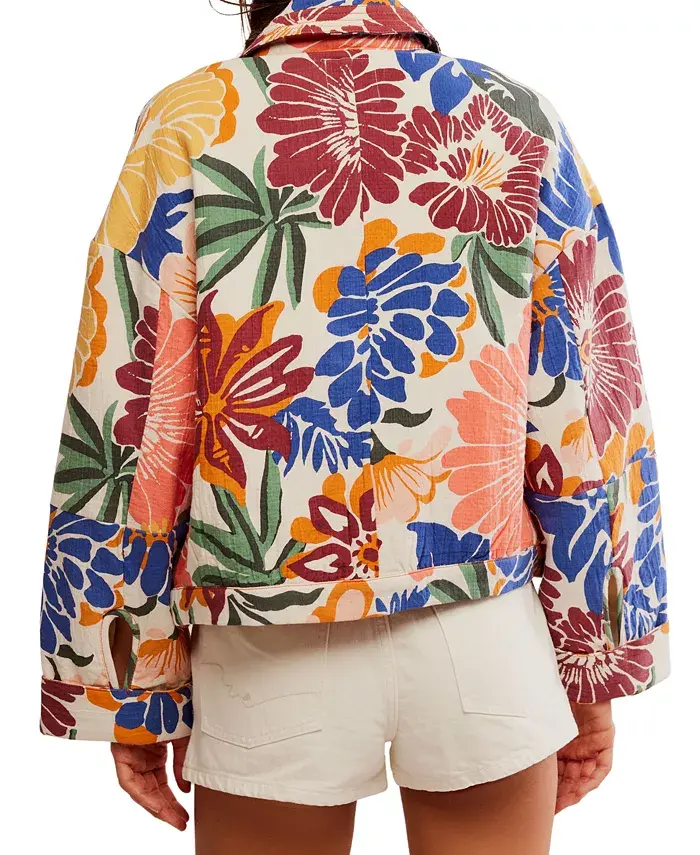 Alfani Free People Women's Soleil Printed Cotton Beach Jacket Women's Fashion Shoes & Accessories
