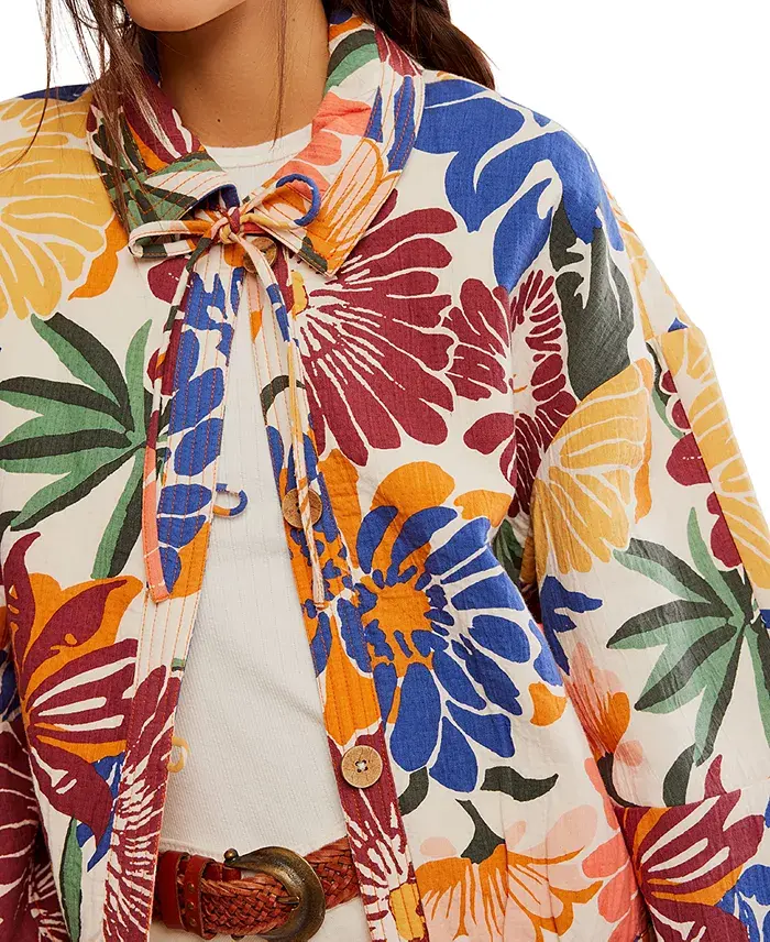 Alfani Free People Women's Soleil Printed Cotton Beach Jacket Women's Fashion Shoes & Accessories