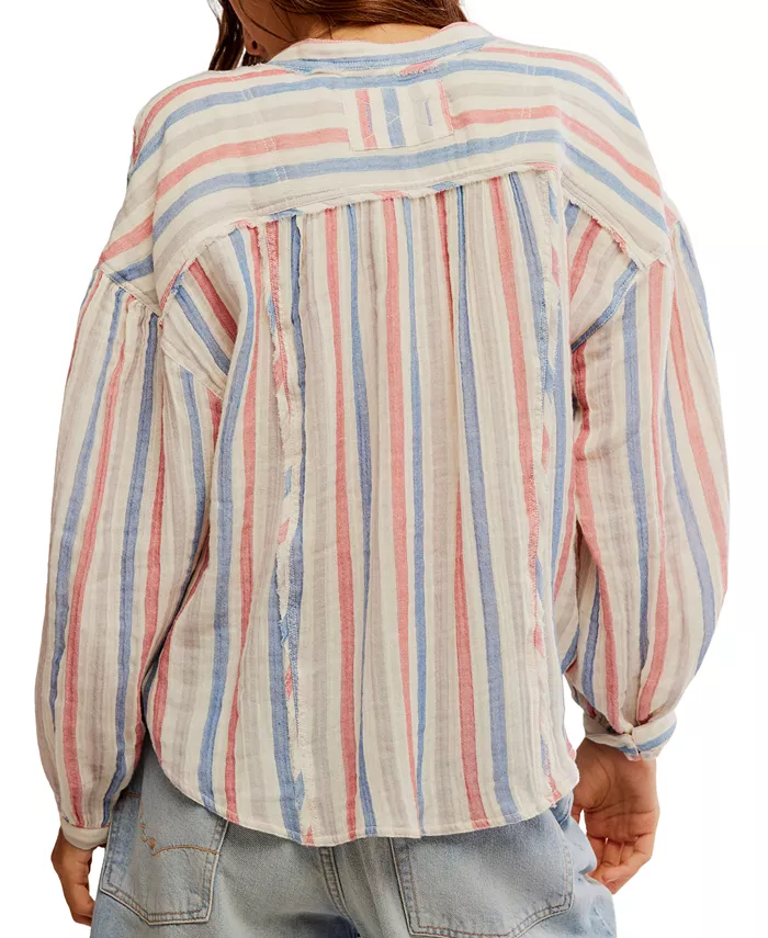 Alfani Free People Women's Striped Valley Double-Cloth Shirt Women's Fashion Shoes & Accessories