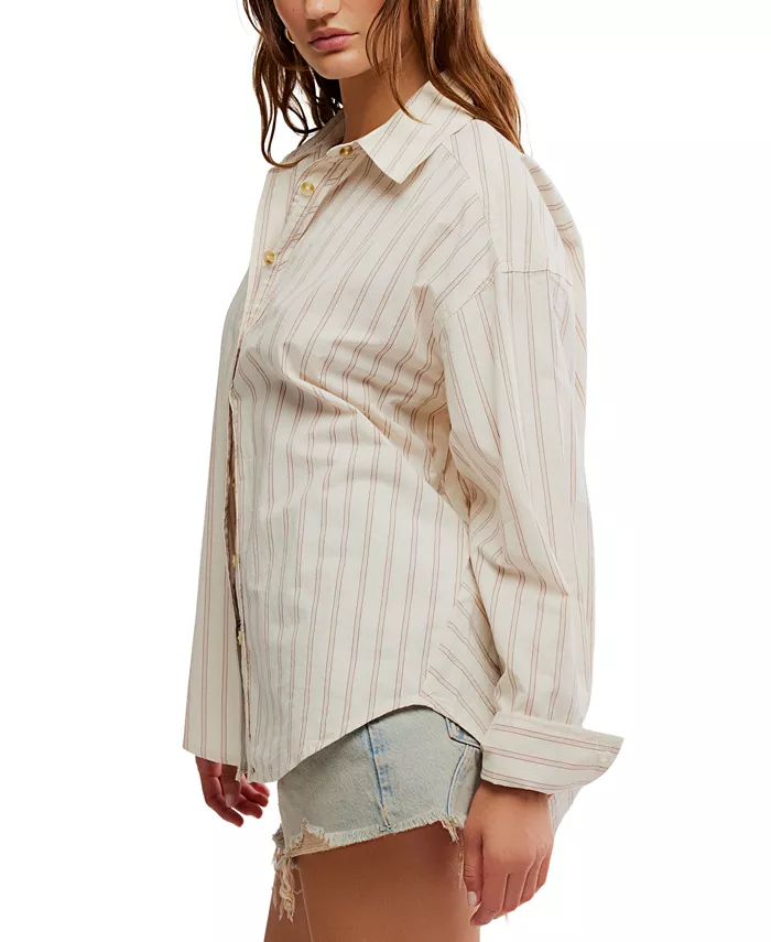 Alfani Free People Women's Striped Varsity Vibes Shirt Women's Fashion Shoes & Accessories