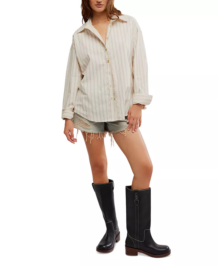 Alfani Free People Women's Striped Varsity Vibes Shirt Women's Fashion Shoes & Accessories