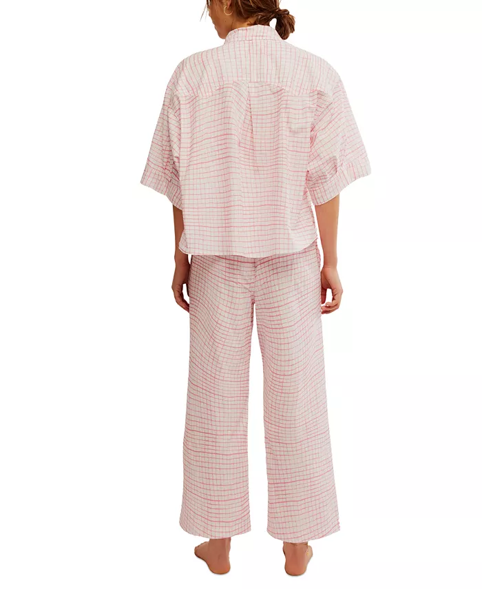 Alfani Free People Women's Summer Sleeper Cotton Short-Sleeve Pajama Set Women's Fashion Shoes & Accessories