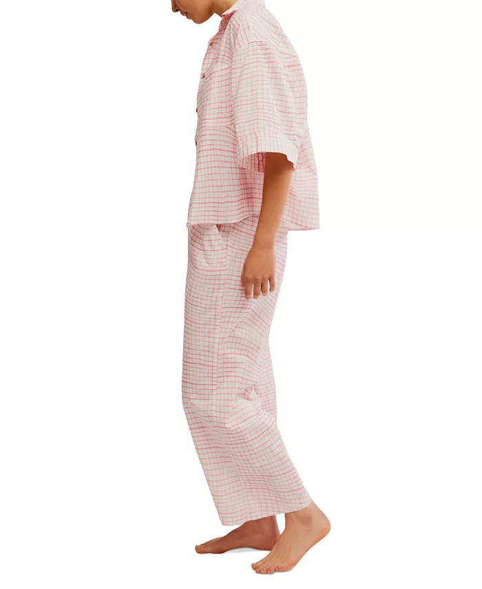 Alfani Free People Women's Summer Sleeper Cotton Short-Sleeve Pajama Set Women's Fashion Shoes & Accessories