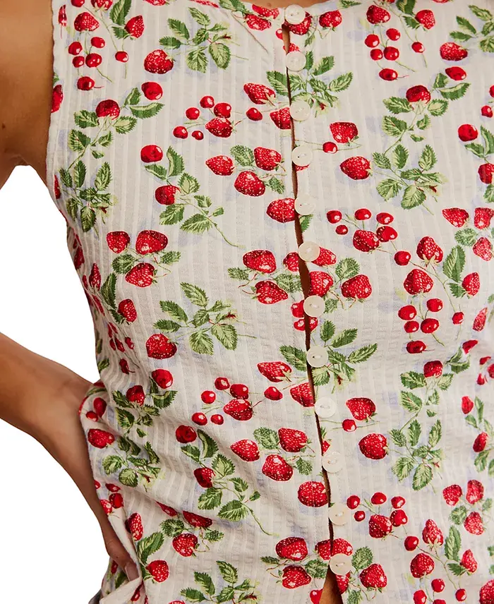 Alfani Free People Women's Tilly Cotton Printed Vest Women's Fashion Shoes & Accessories