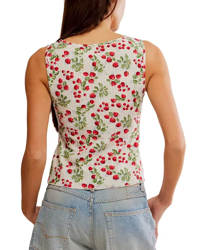 Alfani Free People Women's Tilly Cotton Printed Vest Women's Fashion Shoes & Accessories