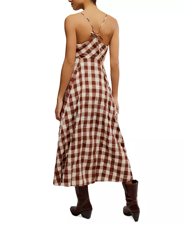 Alfani Free People Women's Via Printed Cotton Sleeveless Midi Dress Women's Fashion Shoes & Accessories