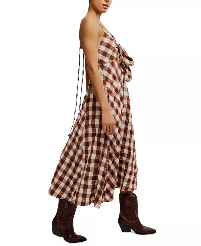 Alfani Free People Women's Via Printed Cotton Sleeveless Midi Dress Women's Fashion Shoes & Accessories