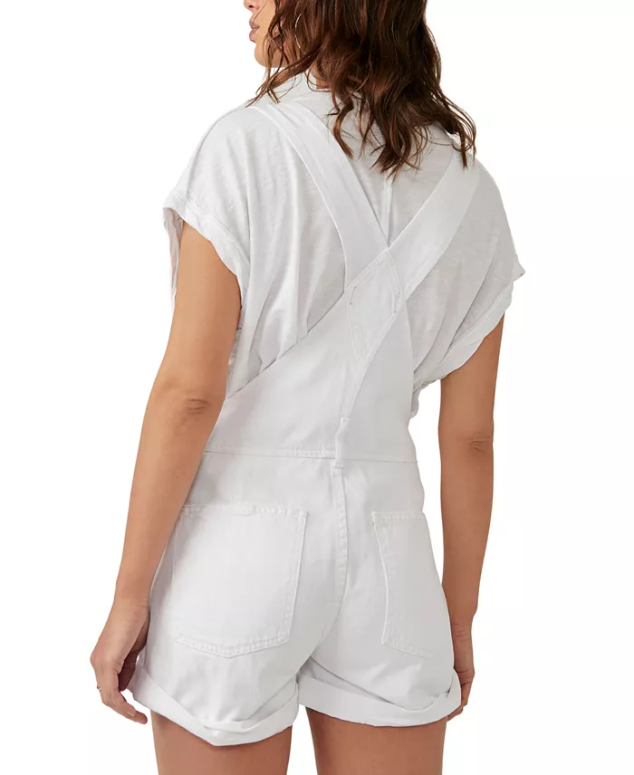 Alfani Free People Women's Ziggy Cotton Adjustable-Straps Shortalls Women's Fashion Shoes & Accessories
