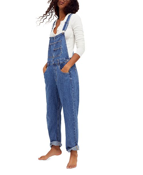 alfani Free People Ziggy Cotton Denim Overalls Women's Fashion Shoes & Accessories