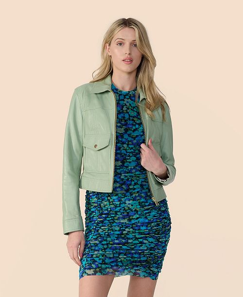 alfani Furniq UK Women's Bomber Leather Jacket Created for Macy's Women's Fashion Shoes & Accessories