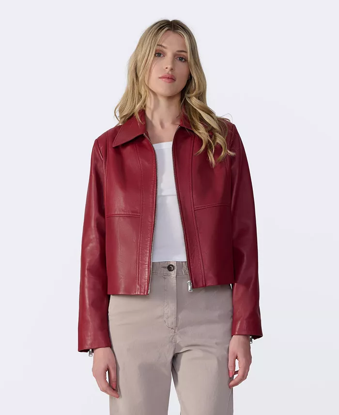 Alfani Furniq UK Women's Classic Leather Jacket Created For Macy's Women's Fashion Shoes & Accessories
