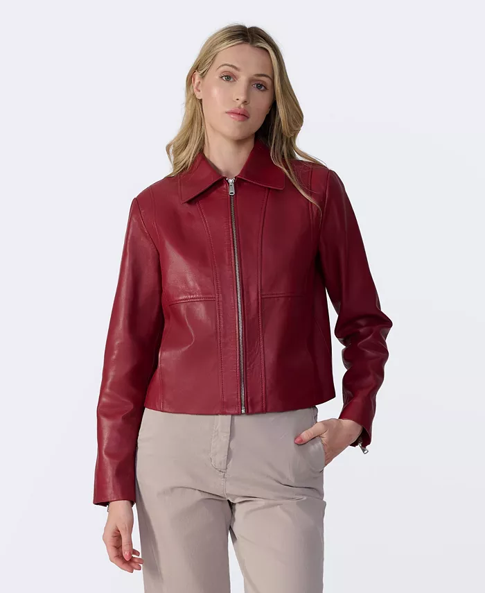Alfani Furniq UK Women's Classic Leather Jacket Created For Macy's Women's Fashion Shoes & Accessories