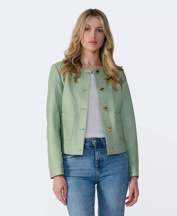 Alfani Furniq UK Women's Cropped Leather Jacket Created For Macy's Women's Fashion Shoes & Accessories
