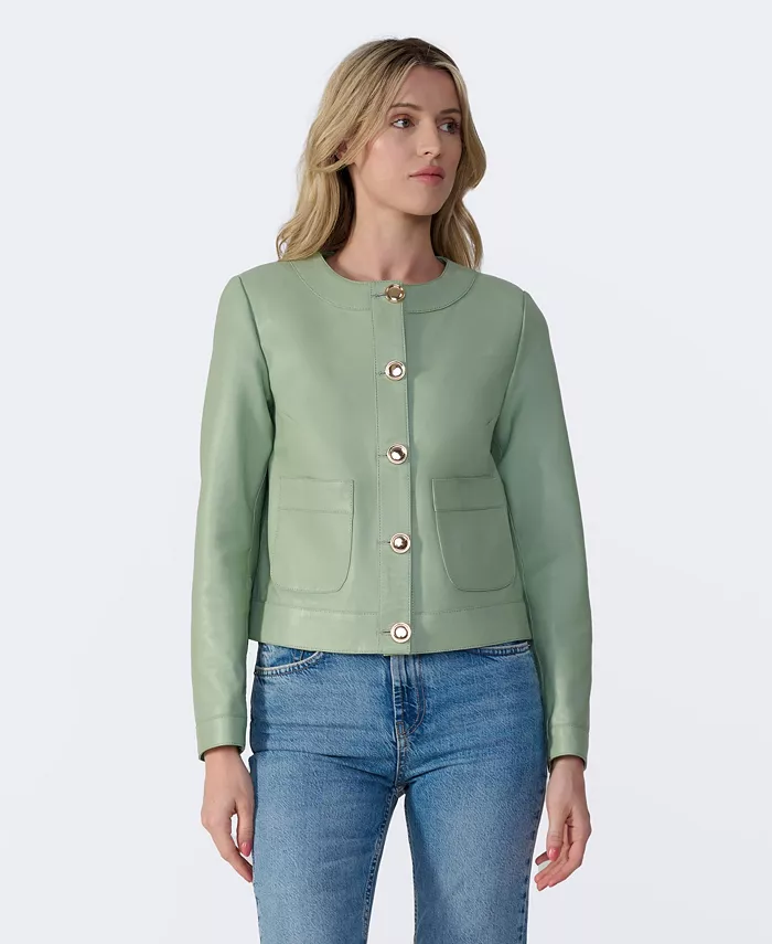 Alfani Furniq UK Women's Cropped Leather Jacket Created For Macy's Women's Fashion Shoes & Accessories