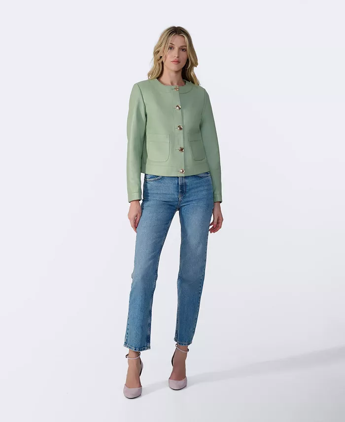 Alfani Furniq UK Women's Cropped Leather Jacket Created For Macy's Women's Fashion Shoes & Accessories