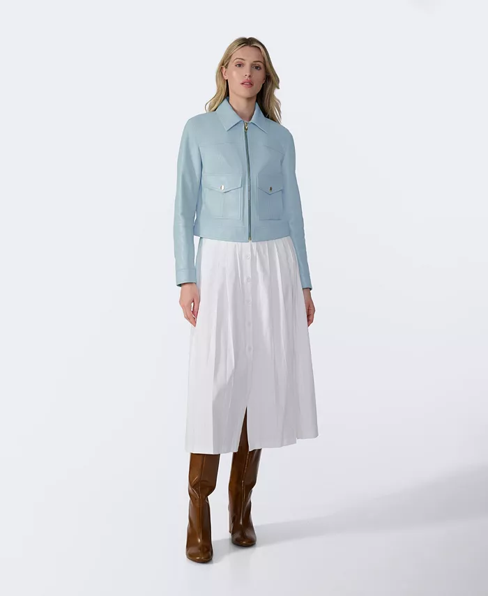 Alfani Furniq UK Women's Cropped Leather Jacket Created For Macy's Women's Fashion Shoes & Accessories
