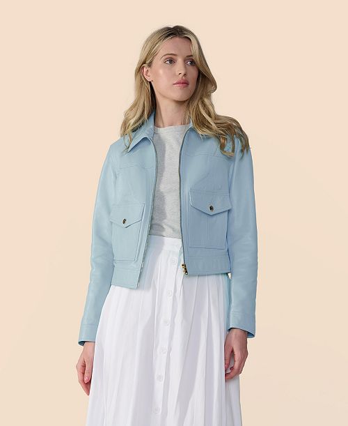 alfani Furniq UK Women's Cropped Leather Jacket Created for Macy's Women's Fashion Shoes & Accessories