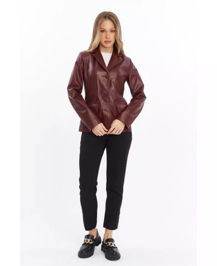 Alfani Furniq UK Women's Genuine Leather Jacket Women's Fashion Shoes & Accessories