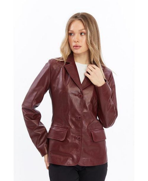 alfani Furniq UK Women's Genuine Leather Jacket Women's Fashion Shoes & Accessories