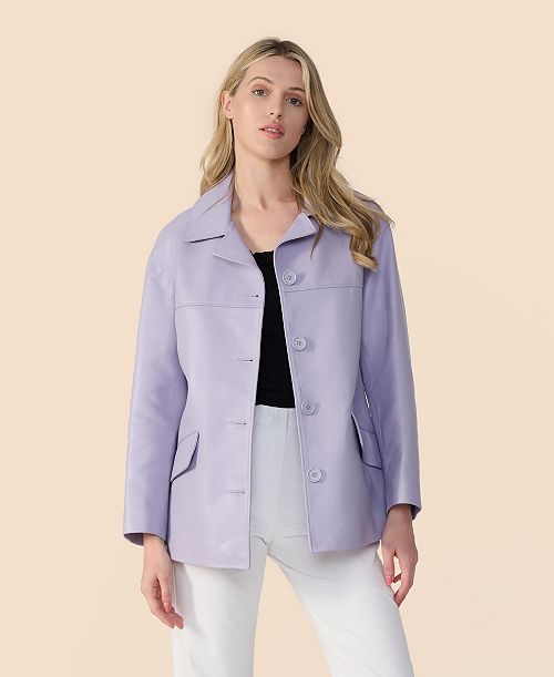 alfani Furniq UK Women's Relaxed Leather Jacket Created for Macy's Women's Fashion Shoes & Accessories