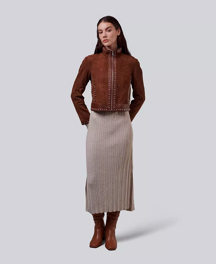 Alfani Furniq UK Women's Suede Studded Jacket Created For Macy's Women's Fashion Shoes & Accessories