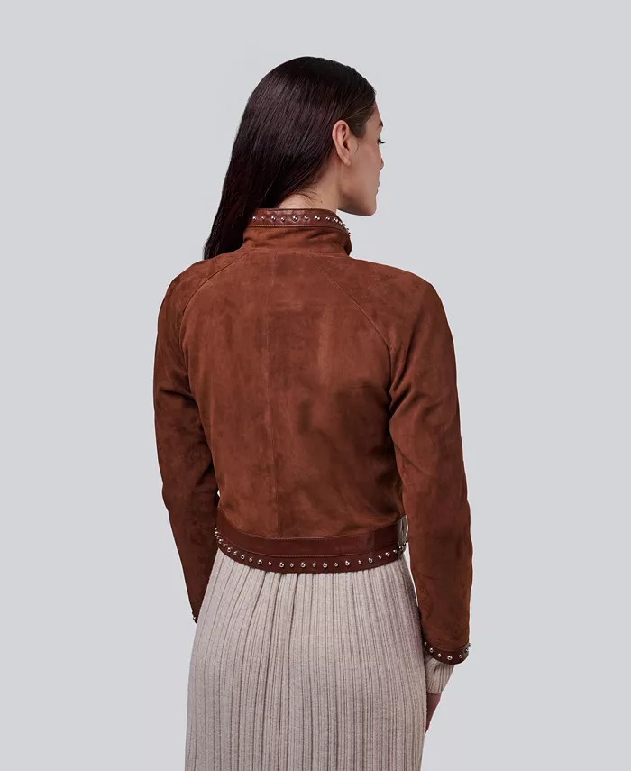 Alfani Furniq UK Women's Suede Studded Jacket Created For Macy's Women's Fashion Shoes & Accessories