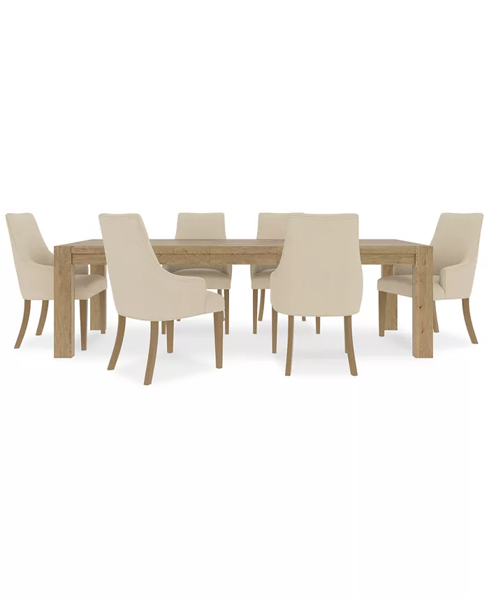 Alfani Furniture 7pc Dining Set (Davie Rectangular Table & 6 Nelin Chairs) Furniture