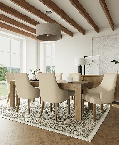 alfani Furniture 7pc Dining Set (Davie Rectangular Table & 6 Nelin Chairs) Furniture
