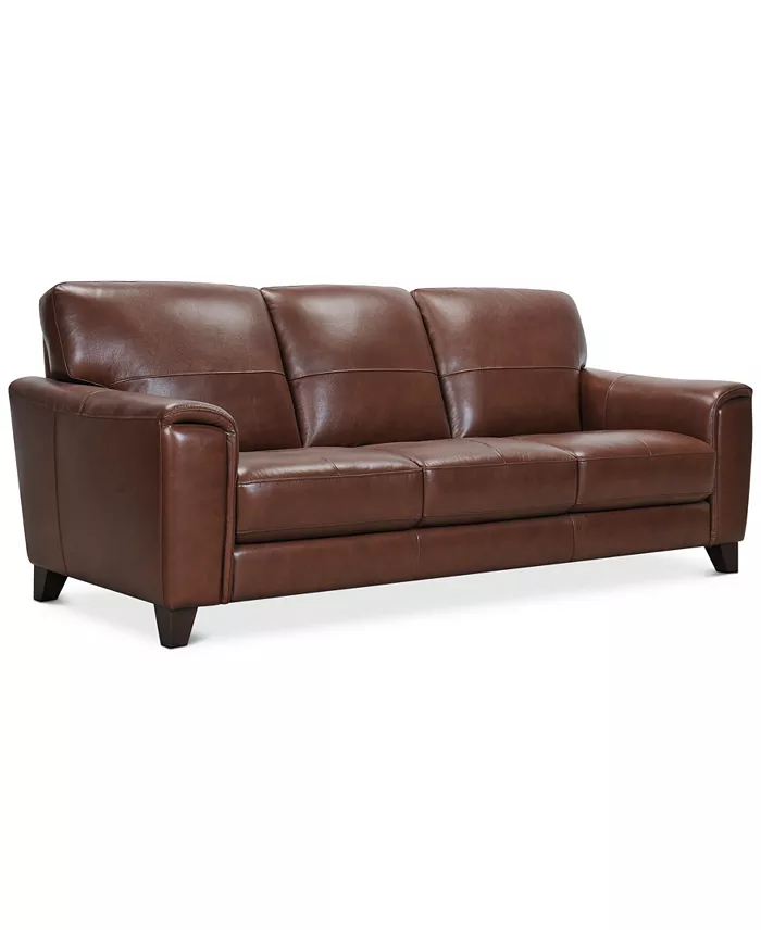 Alfani Furniture Brayna 88" Classic Leather Sofa Created For Macy's Furniture