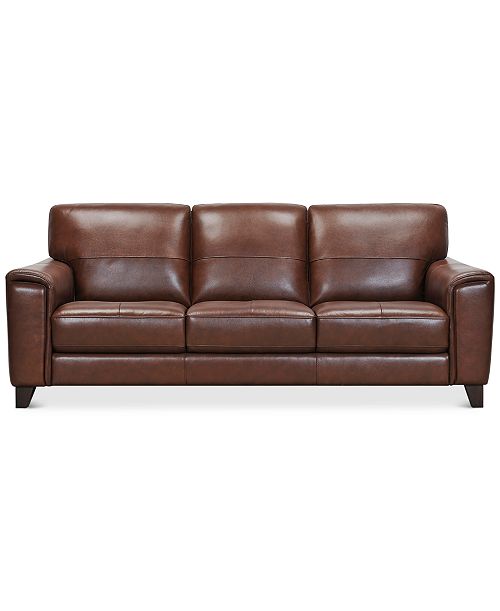 alfani Furniture Brayna 88" Classic Leather Sofa Created for Macy's Furniture