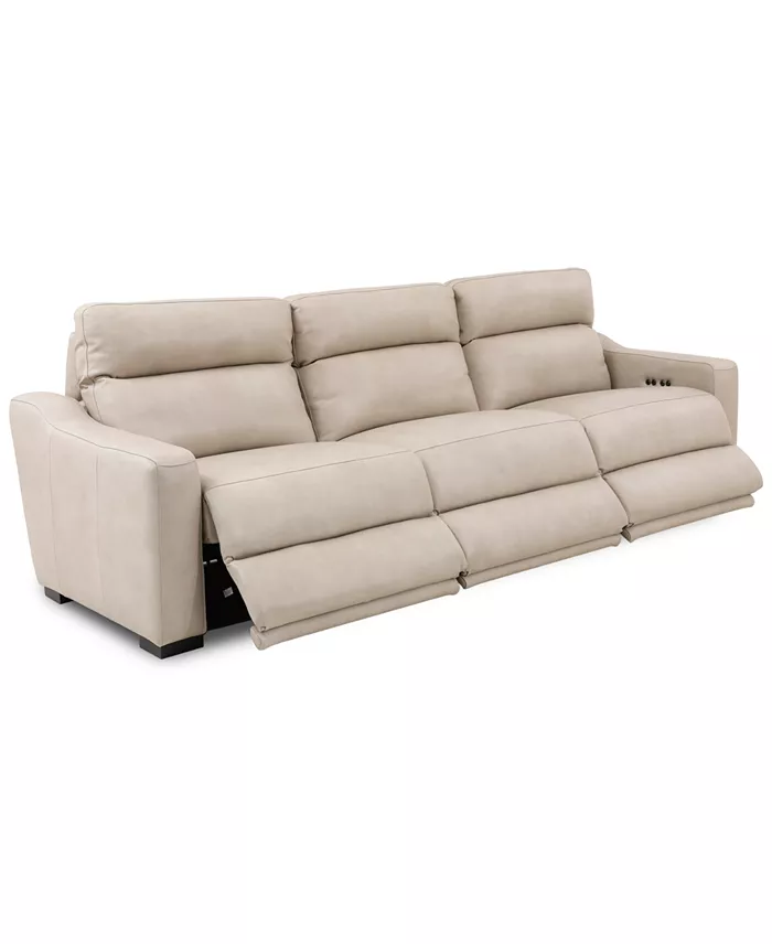 Alfani Furniture Gabrine 3-Pc. Leather Sofa With 3 Power Recliners Created For Macy's Furniture