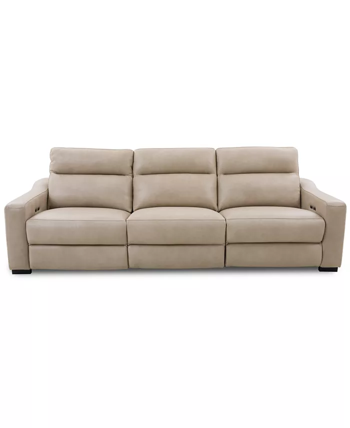 Alfani Furniture Gabrine 3-Pc. Leather Sofa With 3 Power Recliners Created For Macy's Furniture
