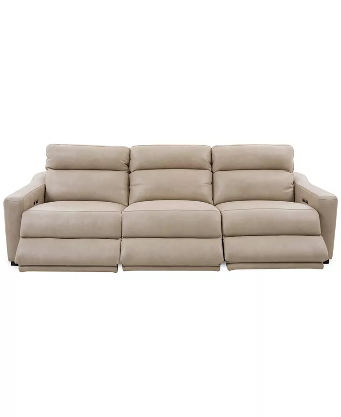 Alfani Furniture Gabrine 3-Pc. Leather Sofa With 3 Power Recliners Created For Macy's Furniture