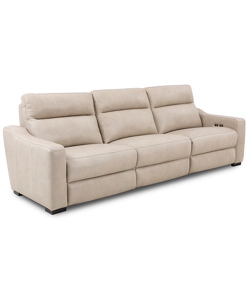 alfani Furniture Gabrine 3-Pc. Leather Sofa with 3 Power Recliners Created for Macy's Furniture