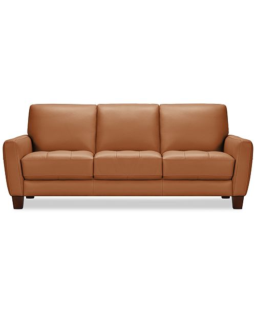 alfani Furniture Galligher 82" Leather Sofa Created for Macy's Furniture