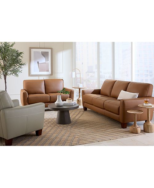 alfani Furniture Galligher Leather Sofa Collection Created for Macy's Furniture