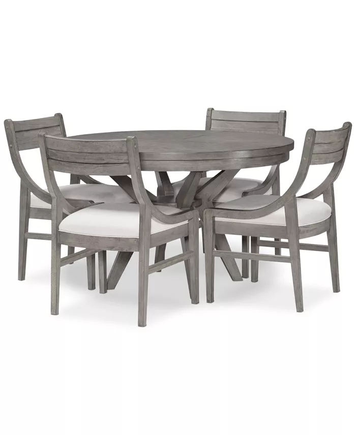 Alfani Furniture Greystone II 5-Pc. Dining Set (Round Table & 4 Chairs) Furniture
