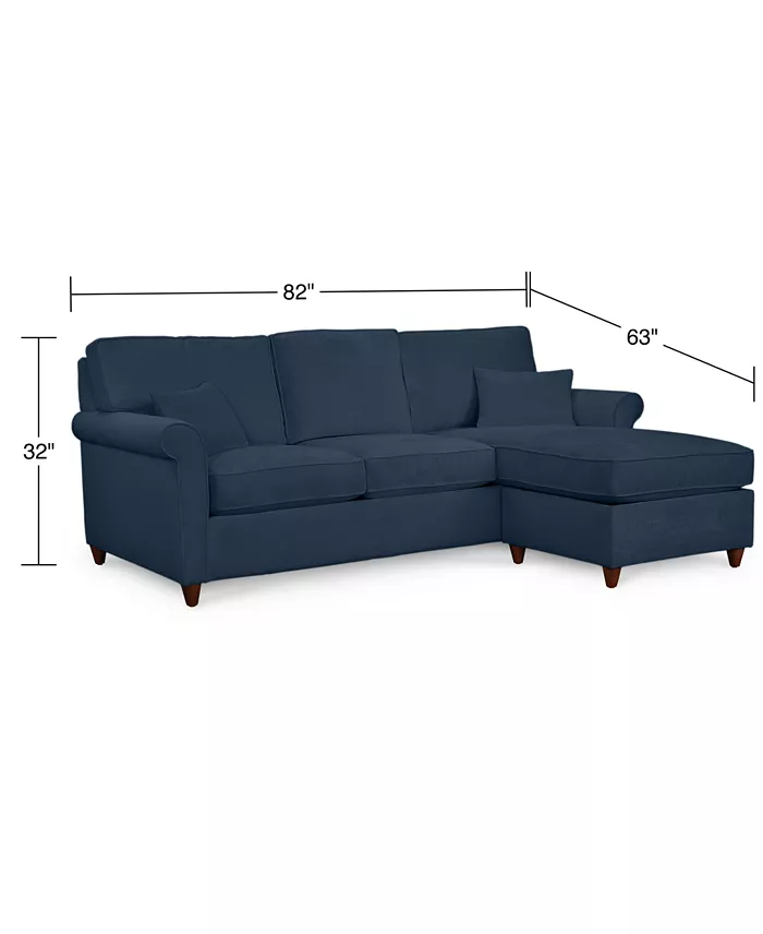 Alfani Furniture Lidia 82" Fabric 2-Pc. Reversible Chaise Sectional Sofa With Storage Ottoman - Custom Colors Created For Macy's Furniture