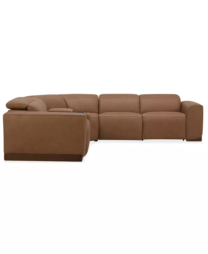 Alfani Furniture Lovro 5-Pc. Leather Sectional With 2 Power Motion Chairs & 1 Console Created For Macy's Furniture