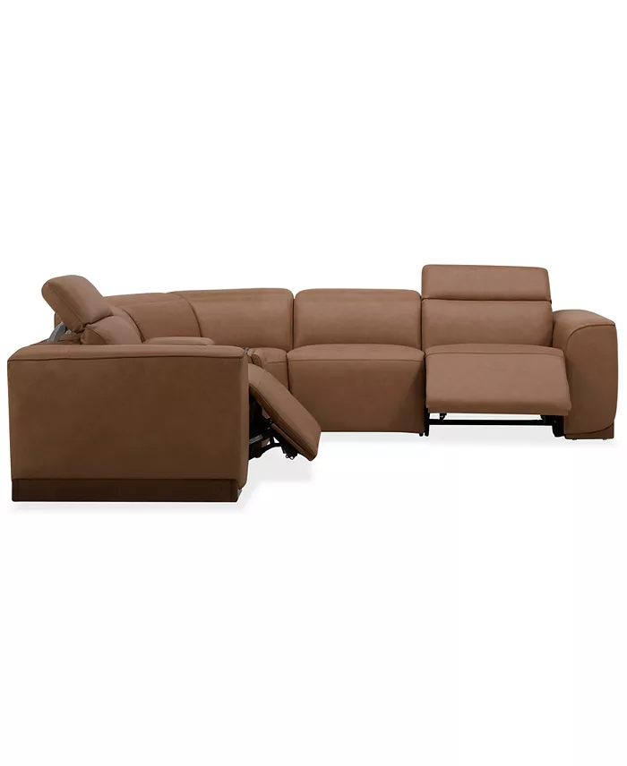 Alfani Furniture Lovro 5-Pc. Leather Sectional With 2 Power Motion Chairs & 1 Console Created For Macy's Furniture
