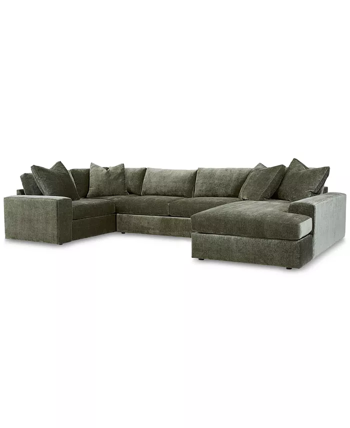 Alfani Furniture Michola 155" 3-Pc. Fabric Sectional With Chaise Created For Macy's Furniture