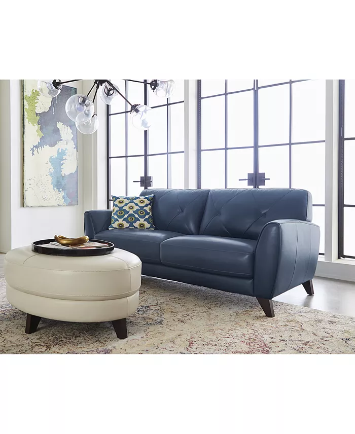 Alfani Furniture Myia 82" Tufted Back Leather Sofa Created For Macy's Furniture