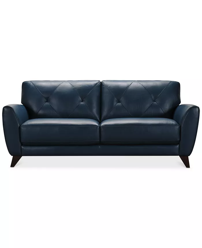 Alfani Furniture Myia 82" Tufted Back Leather Sofa Created For Macy's Furniture